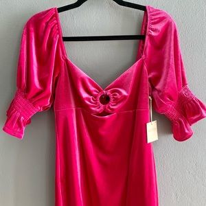 Fuchsia Velvet Mini Dress